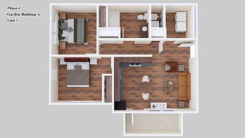 Floor plan Two Bedroom Garden