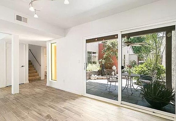 View of the courtyard from formal dining room area.