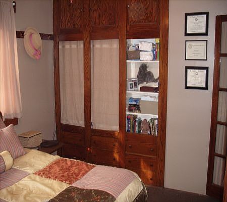 Built-ins in cozy master bedroom.