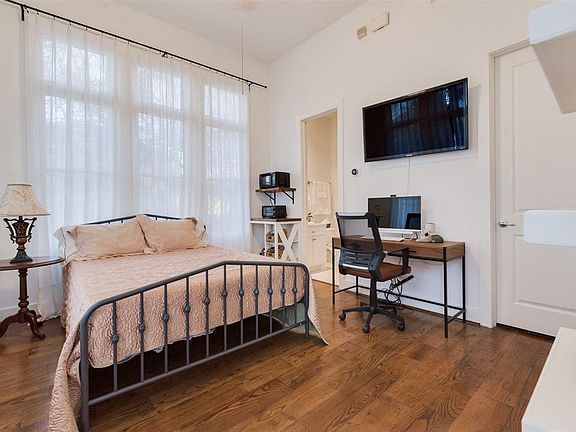 Tall Ceilings grace the welcoming Casita complete with Bath and Closet. Wall shelves are already in place for your books and or accessories. Work here and or provide your guests with a private suite for long or short visits. TV stays. The first look 