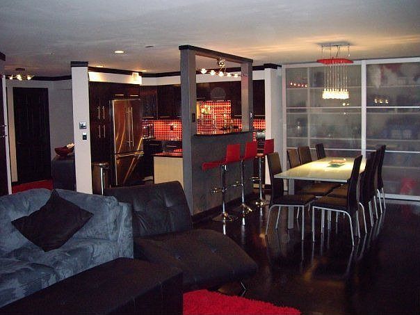 Living, kitchen, dining