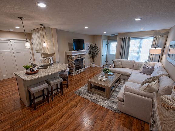 Living room & partial kitchen