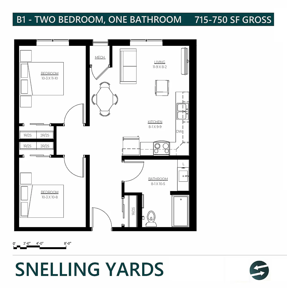 Floor plan 2 Bedroom (50%)