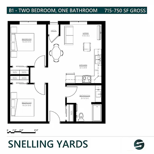Floor plan 2 Bedroom (50%)