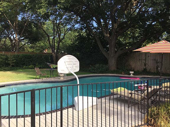 View of pool and back