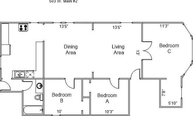 3 bed, 1.0 bath, 1300 sqft, $2,575 — Photo 3