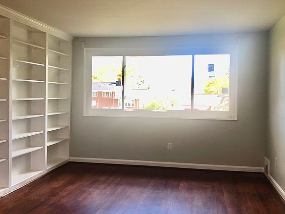 Family room with built-in shelves