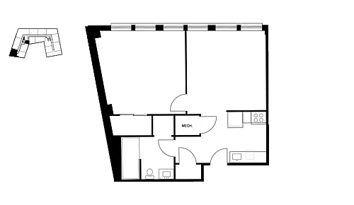Floor plan One Bedroom and One Bathroom