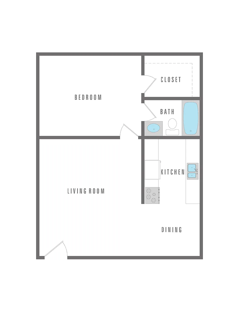 Floor plan 1 Bedroom 1 Bath