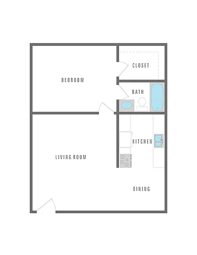 Floor plan 1 Bedroom 1 Bath