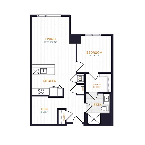 Floor plan A1 | 1 Bed | 1 Bath | Den