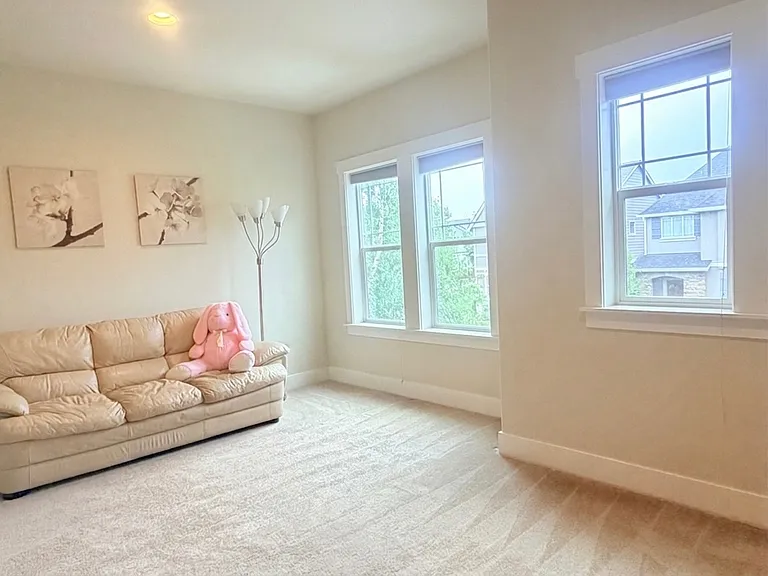 Bonus room (upstairs media room) with blackout celluar shade