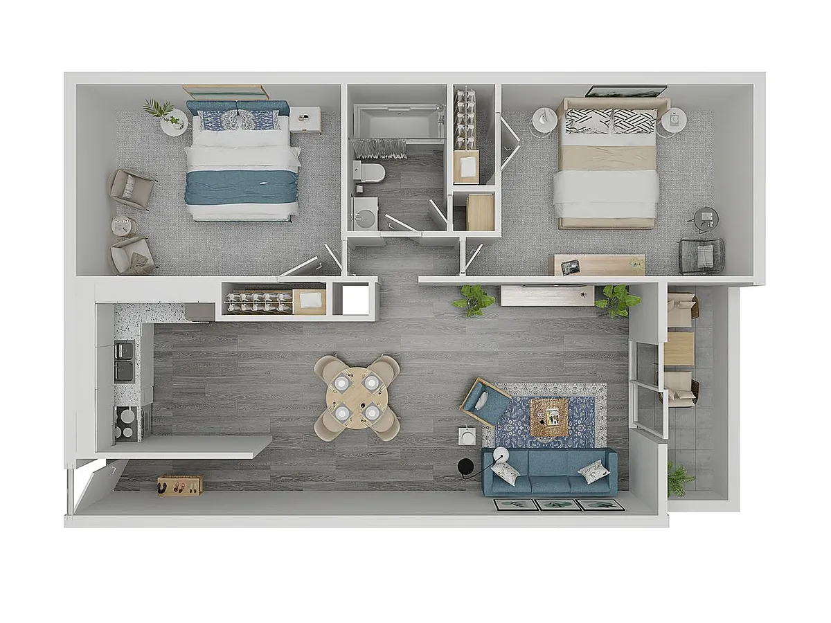 Floor plan Red Pine 2 Bedroom 1 Bath