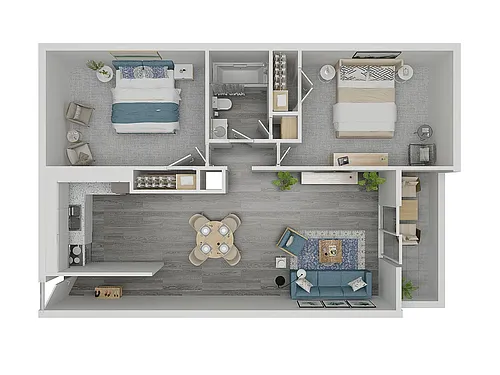 Floor plan Red Pine 2 Bedroom 1 Bath