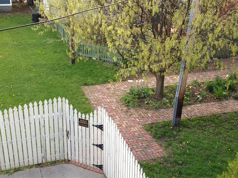 Common green space and community gardens. Private back yard as well.