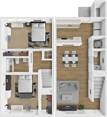Floor plan 2 Bed 1.5 Bath Townhome