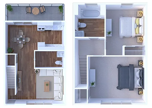 Floor plan 2BD - 1.5 BTH