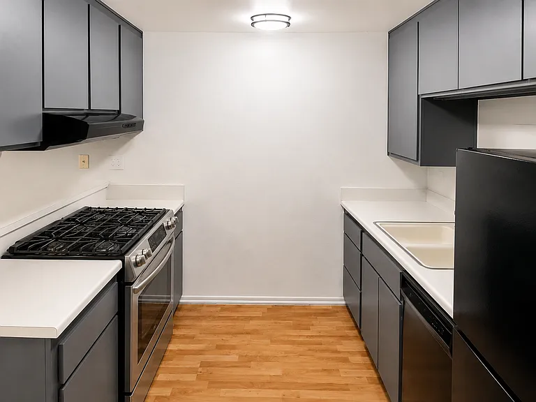 Kitchen includes updated appliances, including a newer stainless steel gas range and dishwasher.