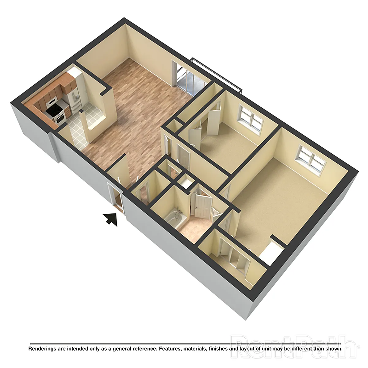 Floor plan 2x1K