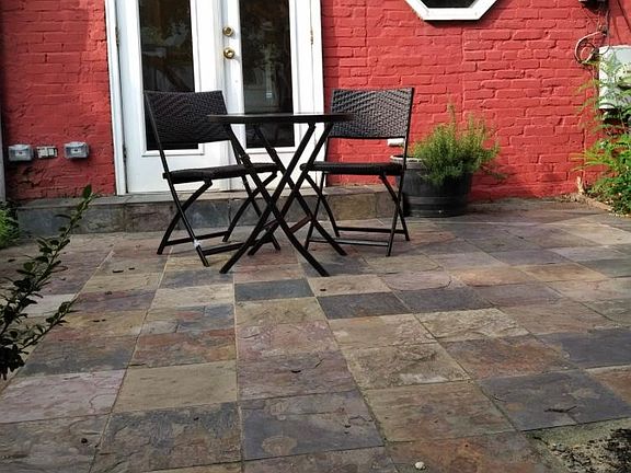 Private patio in back of house