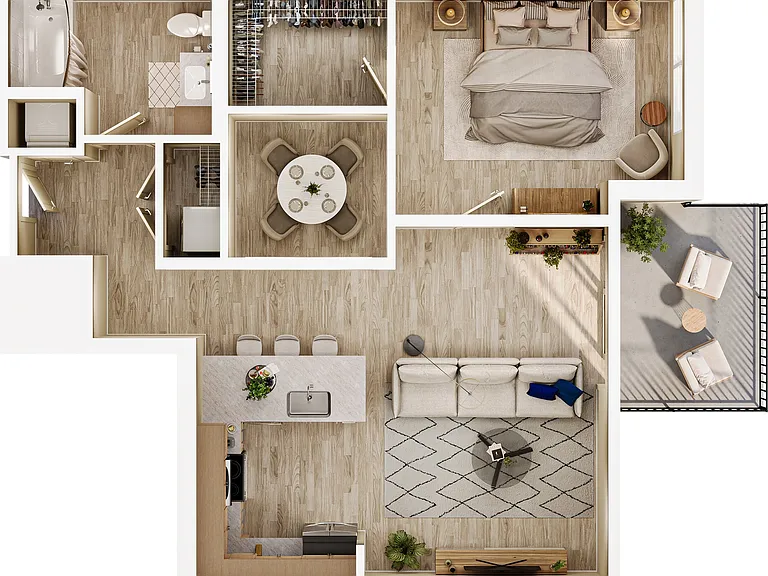 Ledge One Bed + Den Ledge One Bed + Den