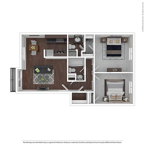 Floor plan Eames (2 Bedroom / 2 Bath)