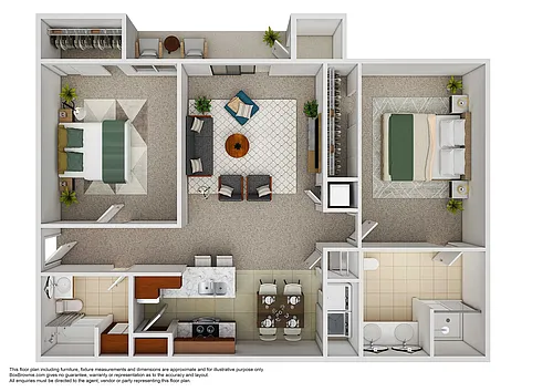 Floor plan 2 Bedroom, 2 Bathroom