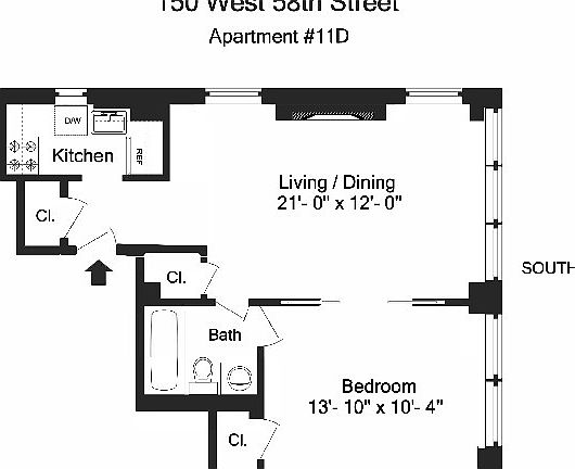 2nd image of 150 W 58th St APT 11D