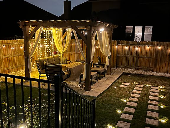 Pergola in backyard