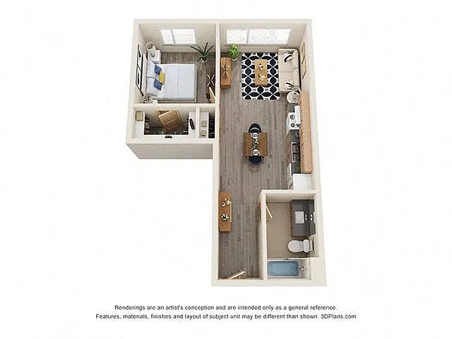 Floor plan 1 Bedroom 60 Percent AMI