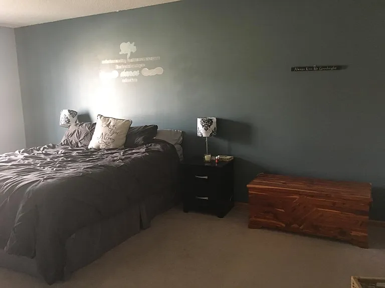 Master bedroom with a walk in closet