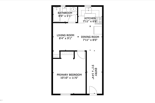 Floor plan 1 Bed 1 Bath
