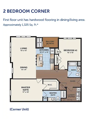 Floor plan $2.02/sq.ft. - Summerfields 360-Two Bedroom Corner