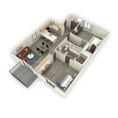 Floor plan 2 Bedroom, 2 Bathroom