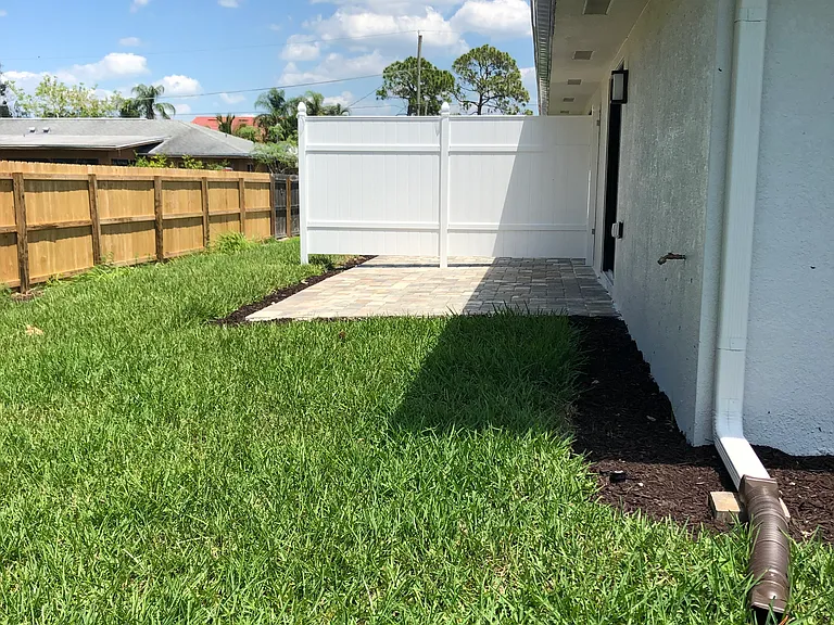 Patio in yard.