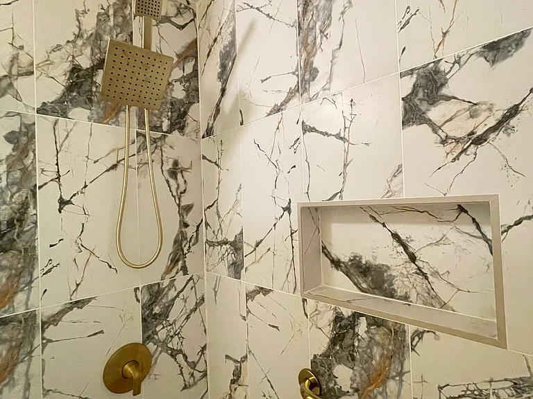 2nd floor guest bathroom marble