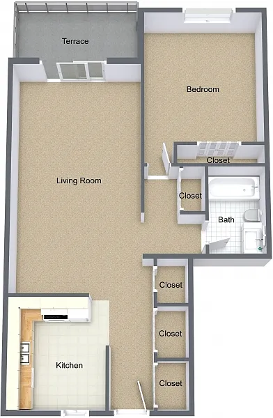 Floor plan One Bedroom Deluxe