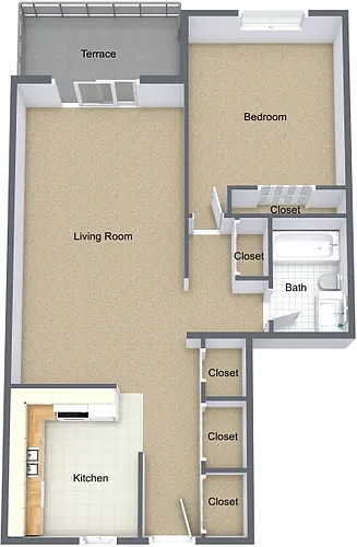 Floor plan One Bedroom Deluxe