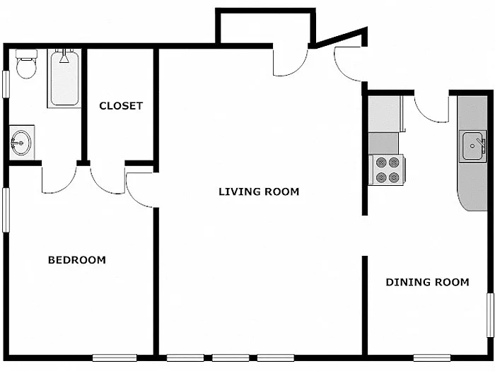 Floor plan 1 Bed / 1 Bath: Type G