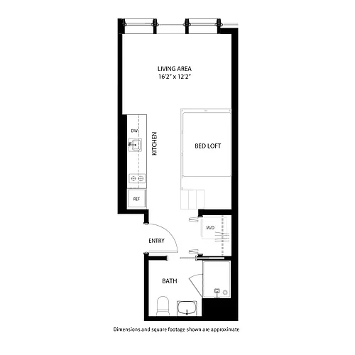 Floor plan Ultramarine - Studio / 1 Bath