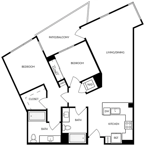 Floor plan B7u - 2BR 2BA Flat