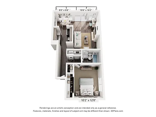 Floor plan 1 Bed 1 Bath 683