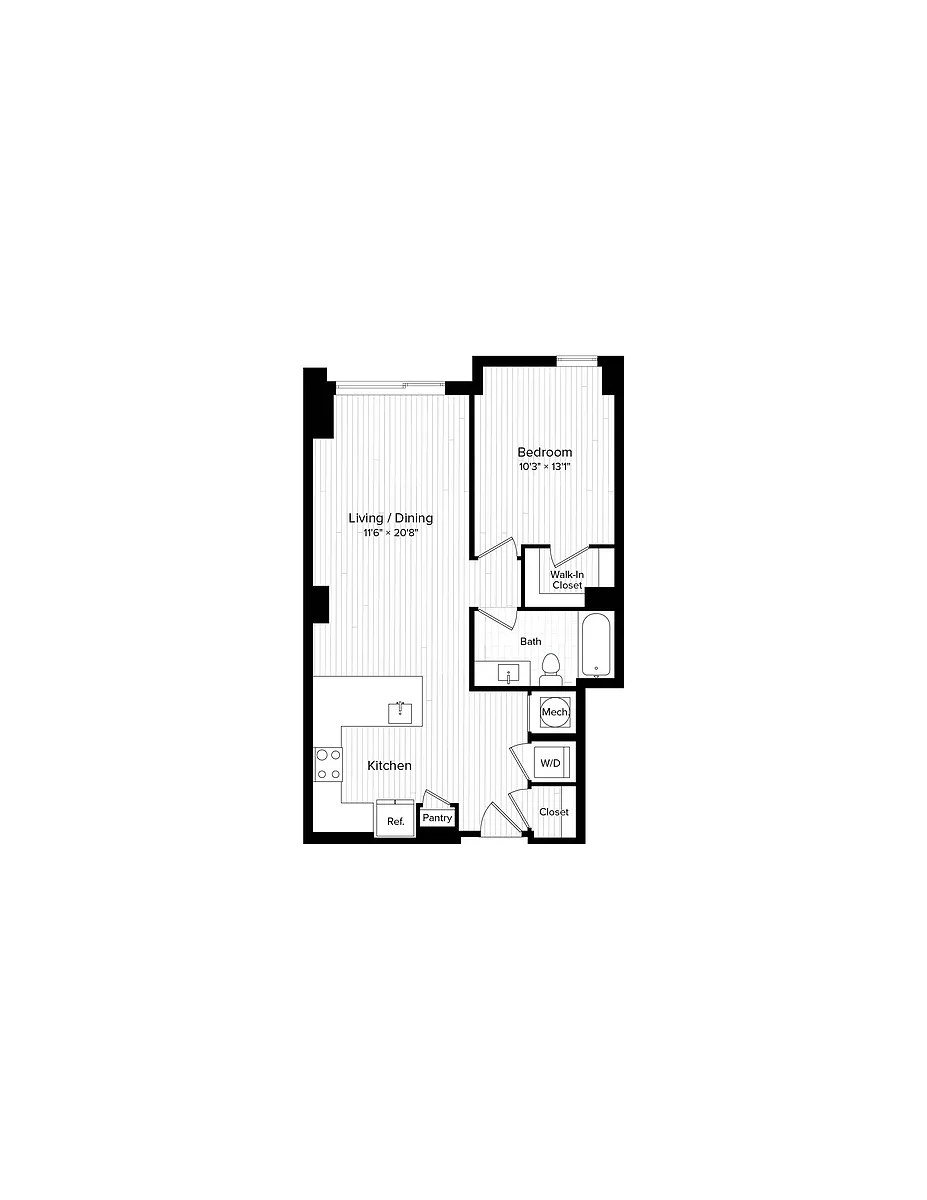 Floor plan A04 One Bedroom One Bath