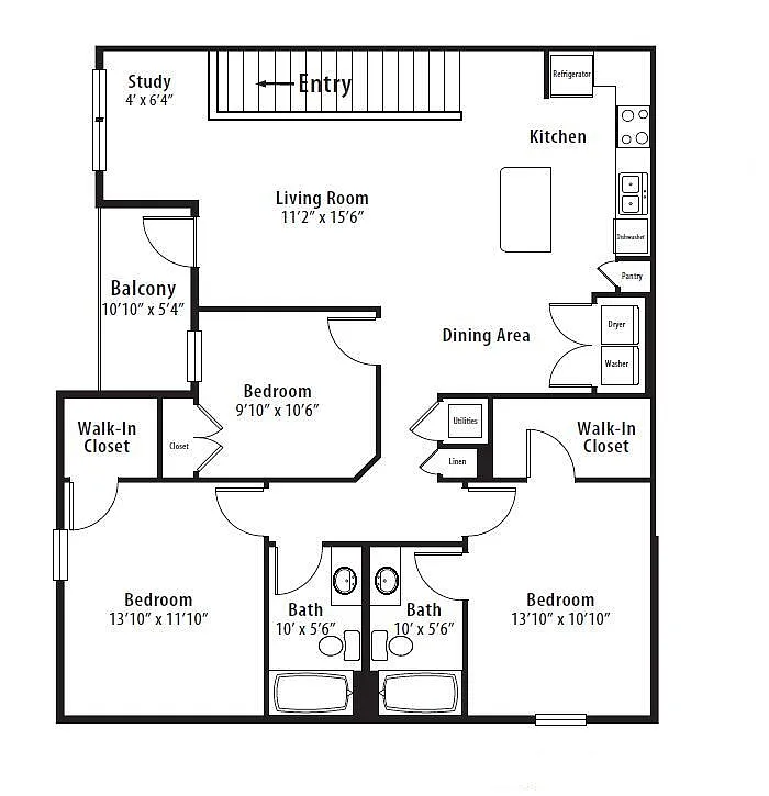 Floor plan 3 BR Grand Balcony