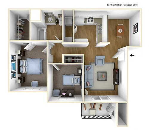 Floor plan Two Bed One Bath