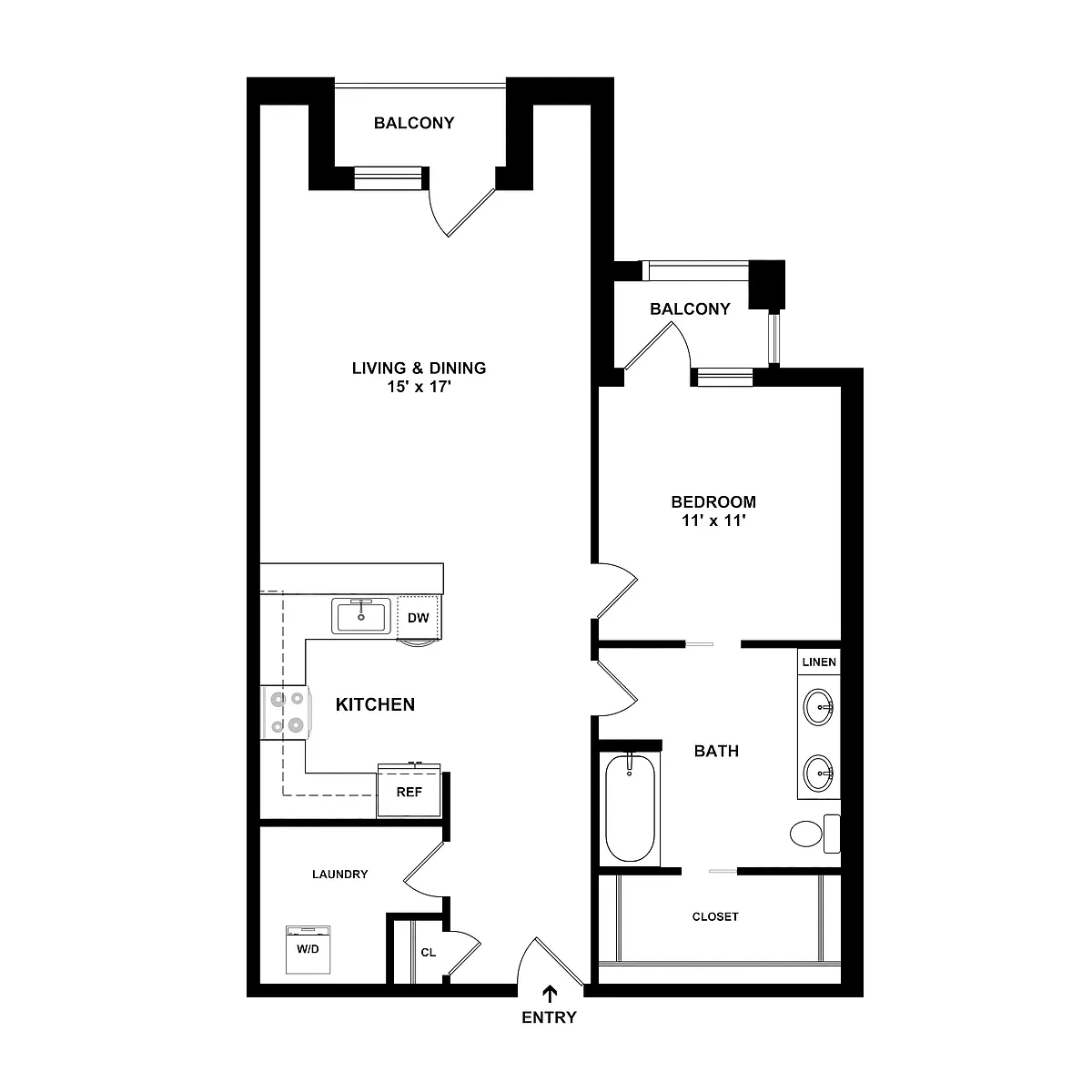 Floor plan 1 Bed/1 Bath