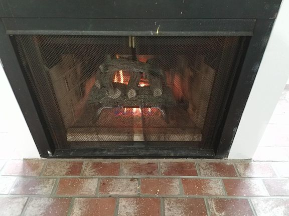 Gas fireplace.