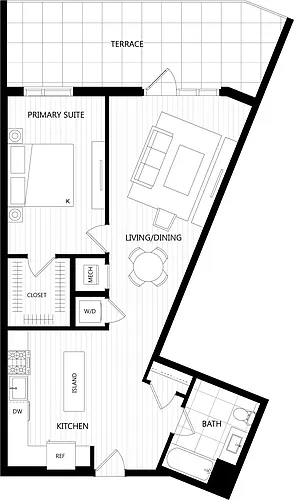 Floor plan 1 Bed/1 Bath-C15
