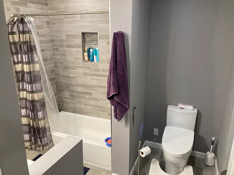 master bathroom tub/shower, toilet