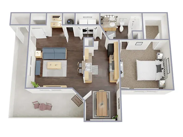 Floor plan 1 Bed, 1 Bath B